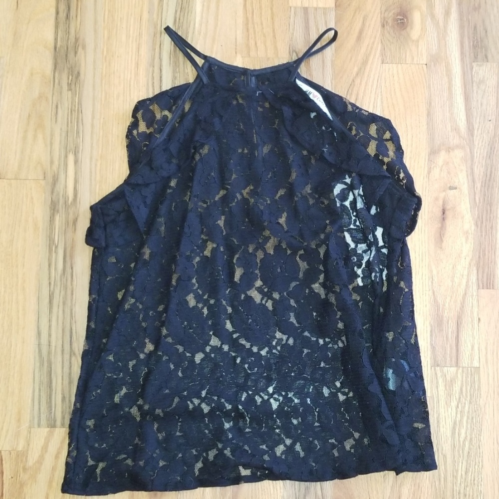 H&M Coachella black lace top with back button NWT